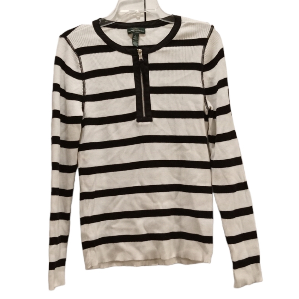 Lauren Ralph Lauren Black And White Striped Academia Long Sleeve Shirt Size L